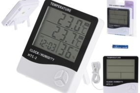Mjerač vlage i temperature - higrometar/vlagomjer - termometar i sat 5u1