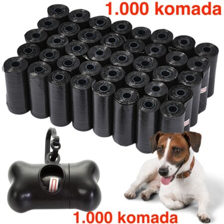 Plastične vrećice za skupljanje psećeg izmeta 1000 kom. + torbica