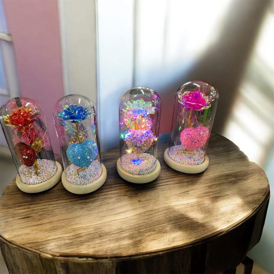 Ruza valentinovo staklo led svjetlo kupola_02