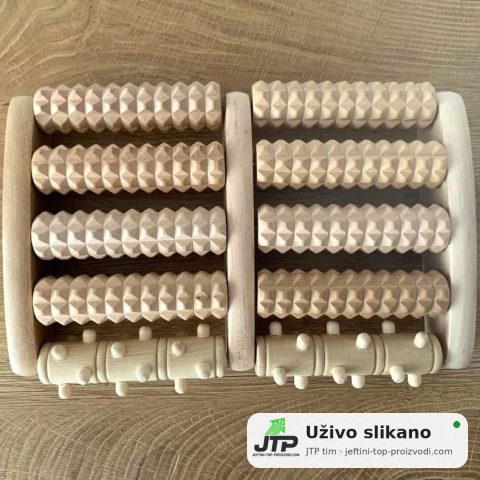 Tradicionalni drveni roller masažer za stopala 2x5 — uživo slika 2