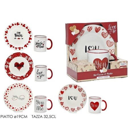 Set šalica i tanjur Love – Keramički komplet za Valentinovo