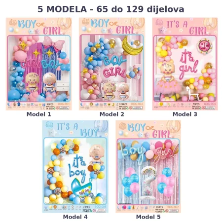 Set balona za Baby Shower i otkrivanje spola bebe - Boy or Girl, 5 modela